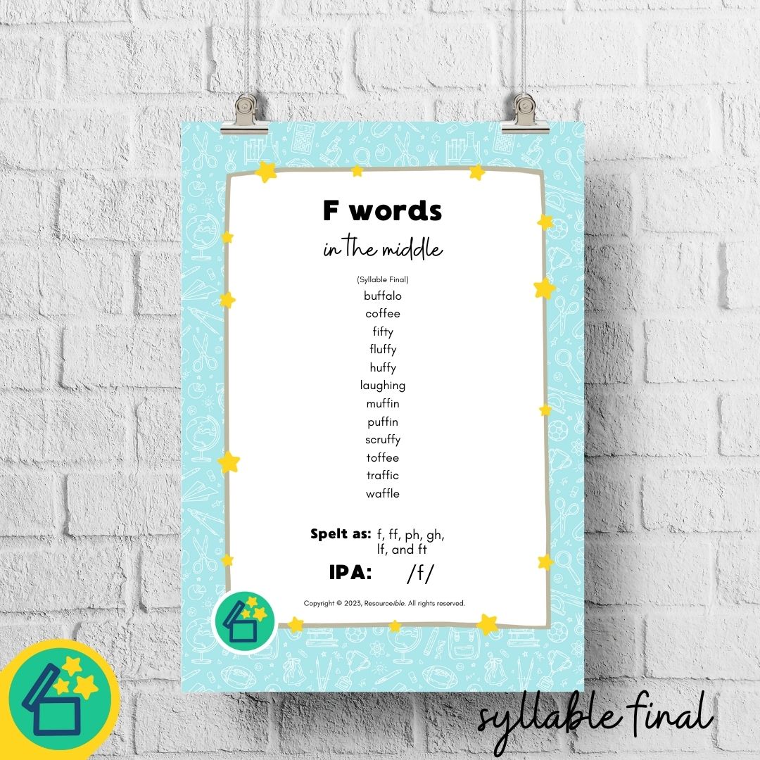 F Words | Words with F in the middle | Speech Therapy Resources | pdf