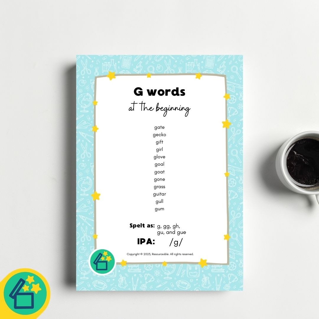 G Words | Words beginning with G | Speech Therapy Resources | pdf