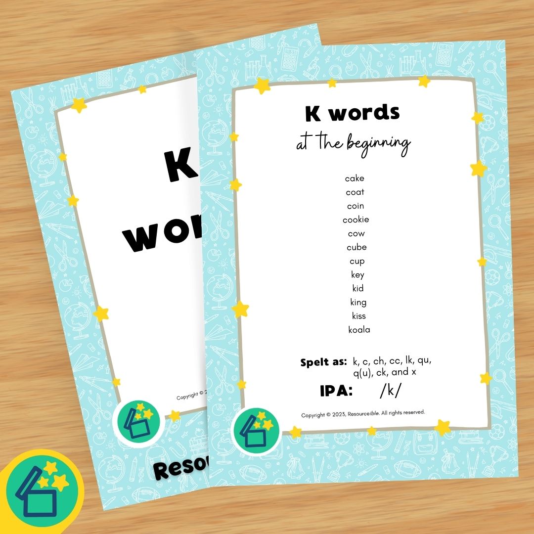 K Words | Words beginning with K | Speech Therapy Resources | pdf