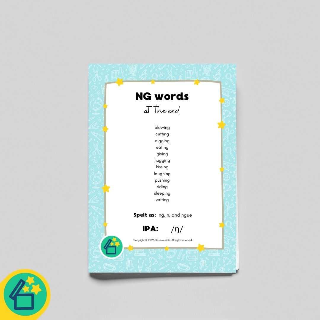NG Words | Words ending with NG | Speech Therapy Resources | pdf