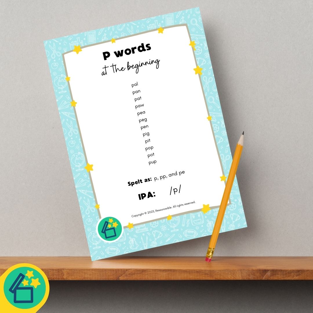 P Words | Words beginning with P | Speech Therapy Resources | pdf