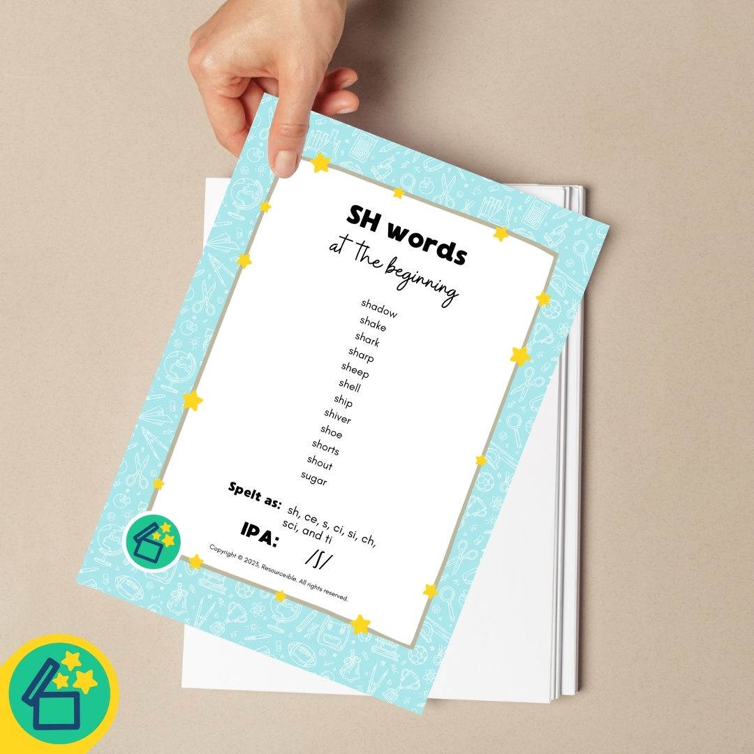 SH Words | Words beginning with SH | Speech Therapy Resources | pdf