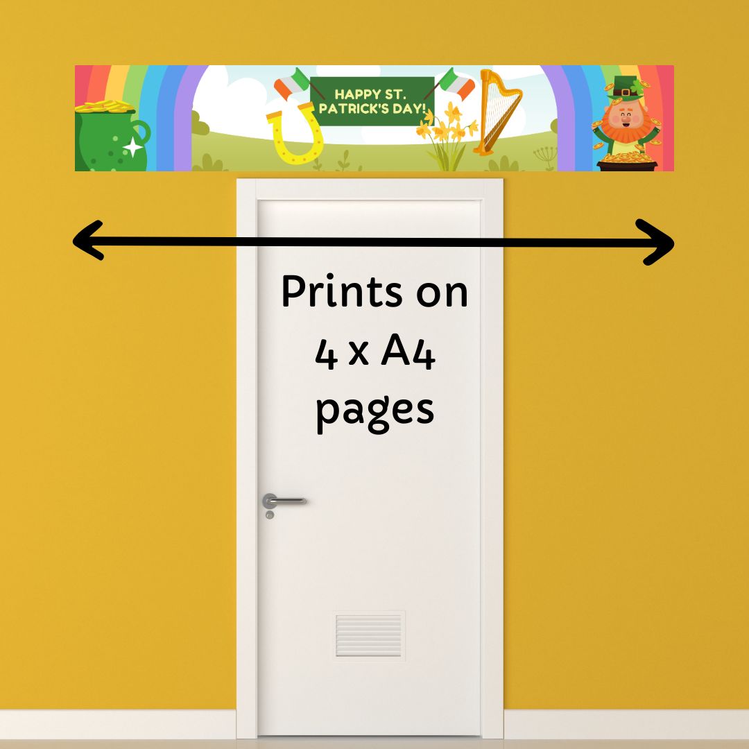 PDF printable St Patricks day banner for classroom and speech therapy clinic.