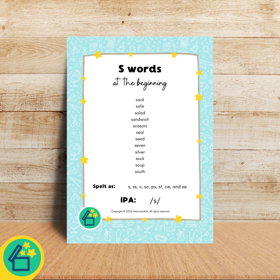 S Words | Words beginning with S | Speech Therapy Resources | pdf