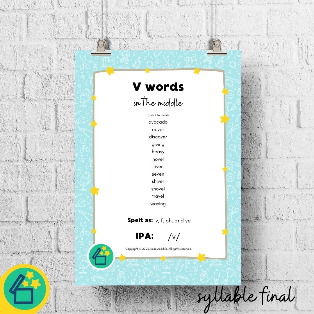 V Words | Words with V in the middle | Speech Therapy Resources | pdf