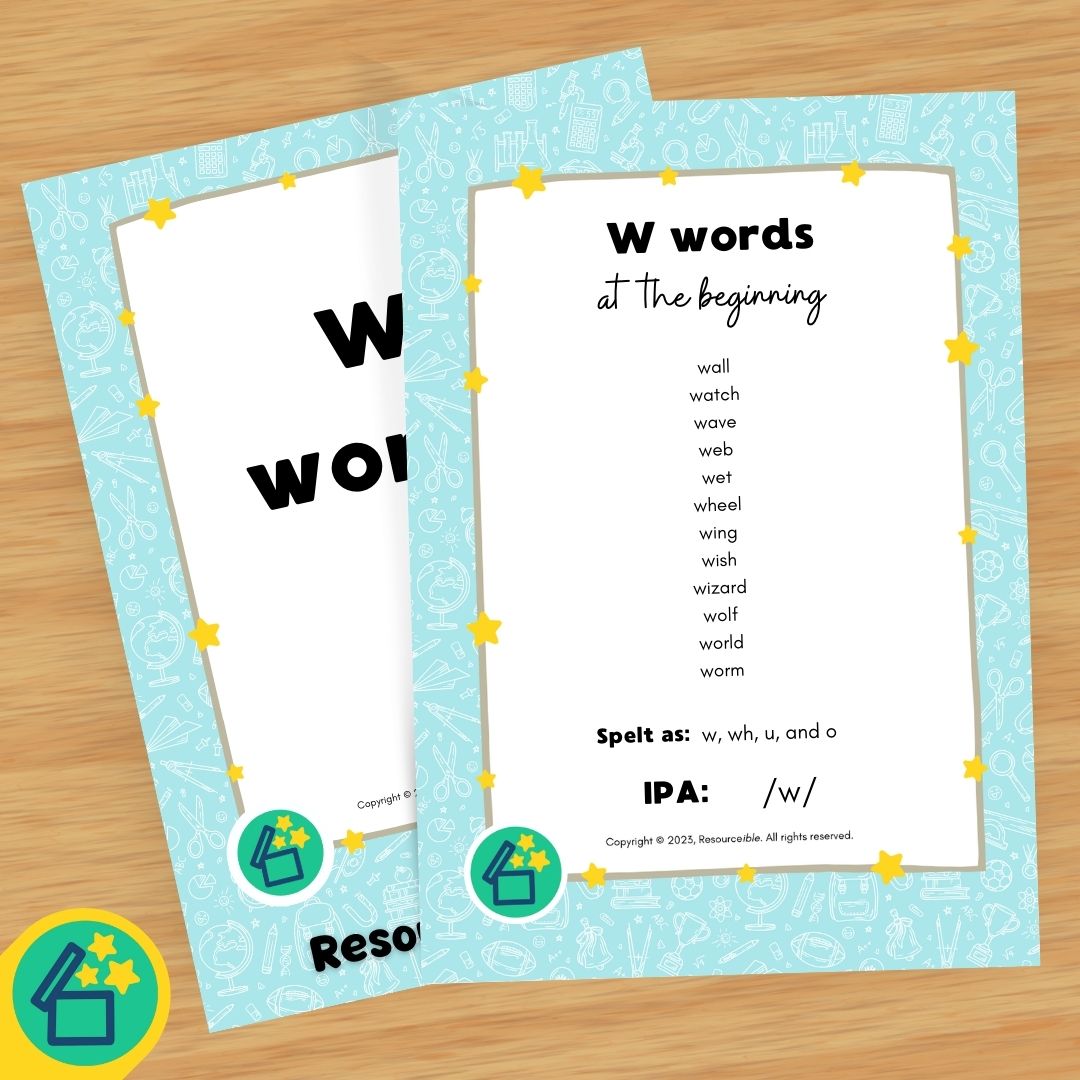 W Words | Words beginning with W | Speech Therapy Resources | pdf