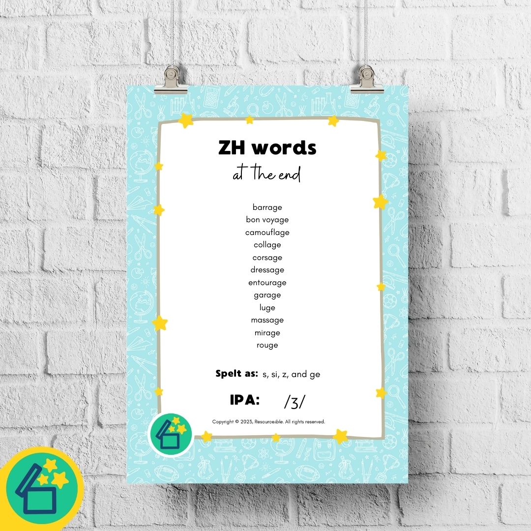 ZH Words | Words ending with ZH | Speech Therapy Resources | pdf