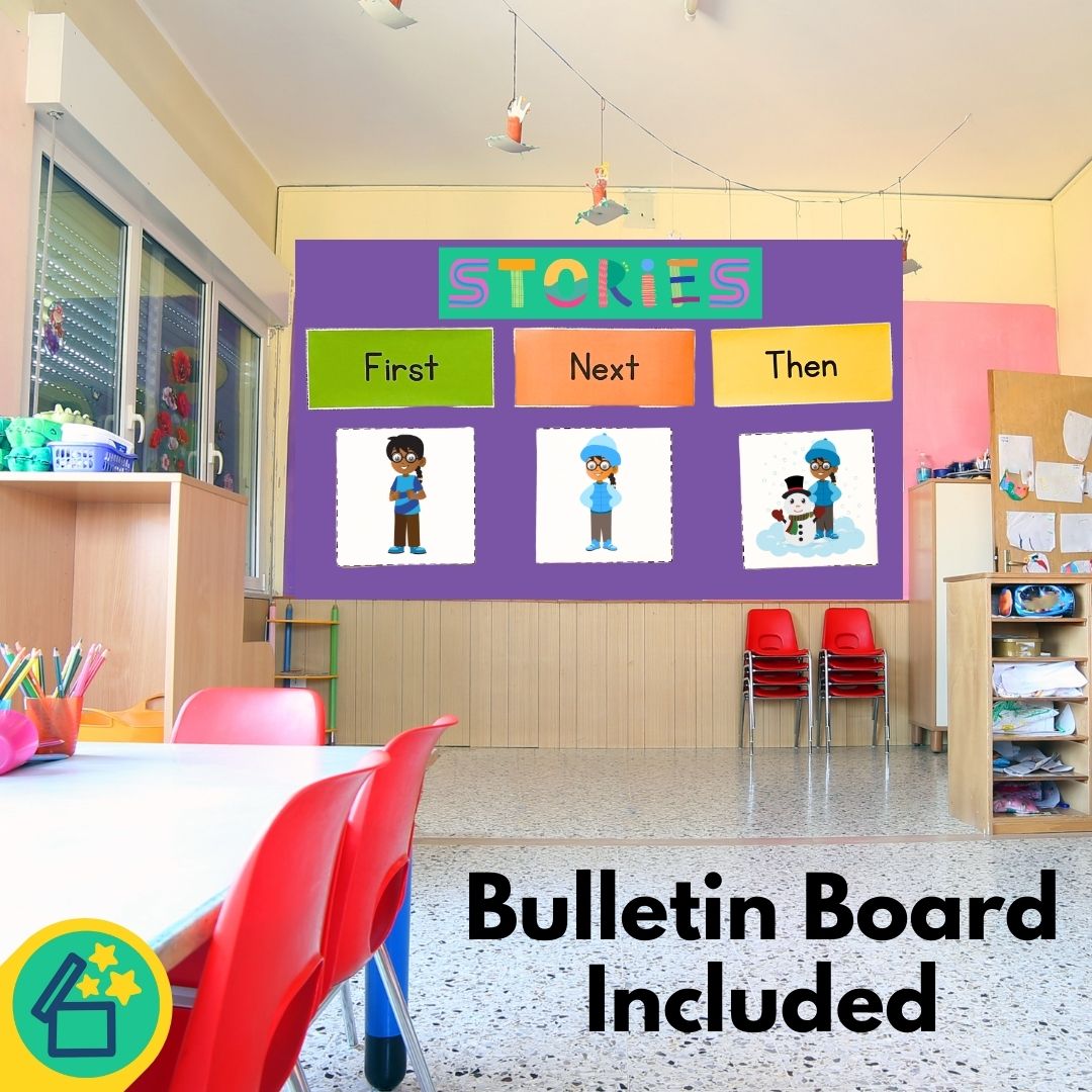 Story classroom decor for sequencing practise in speech therapy.