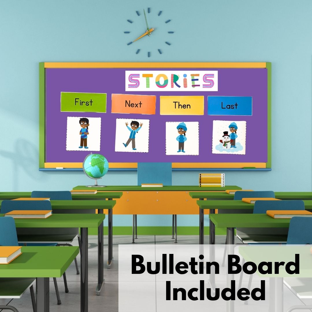 4 step story sequencing for classroom speech therapy and SLPs.