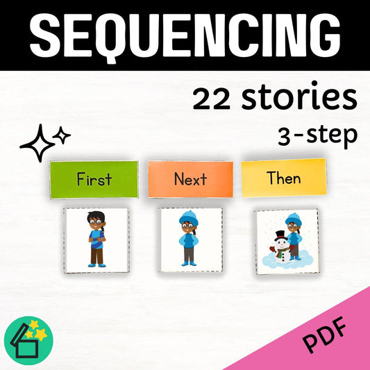 3 step story sequencing for speech therapy.