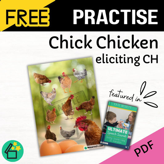 Chick Chicken Ultimate Speech Sounds Eliciting Sounds Using 3D Animation Book by Kate Beckett.