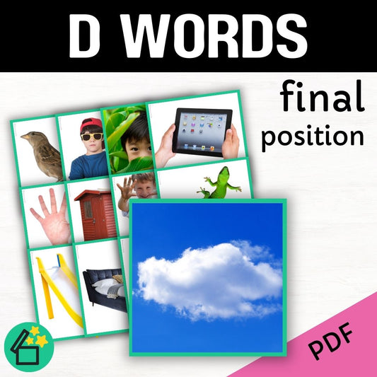 D word list for speech therapy and teachers by Resourceible. Eliciting the D sound at the end of words.