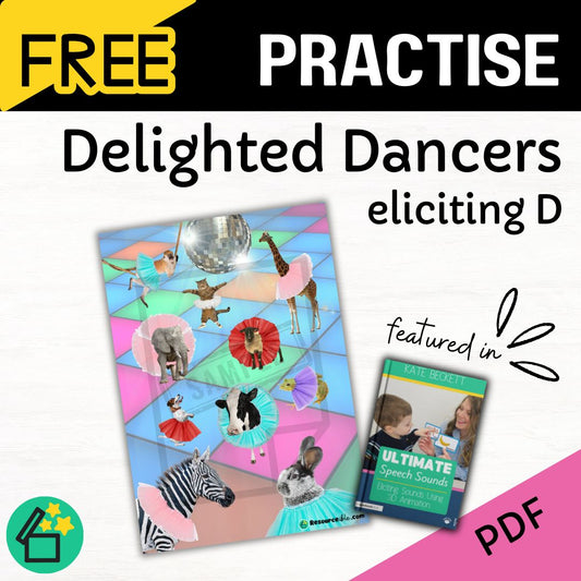 Delighted Dancers Ultimate Speech Sounds Eliciting Sounds Using 3D Animation Book by Kate Beckett.