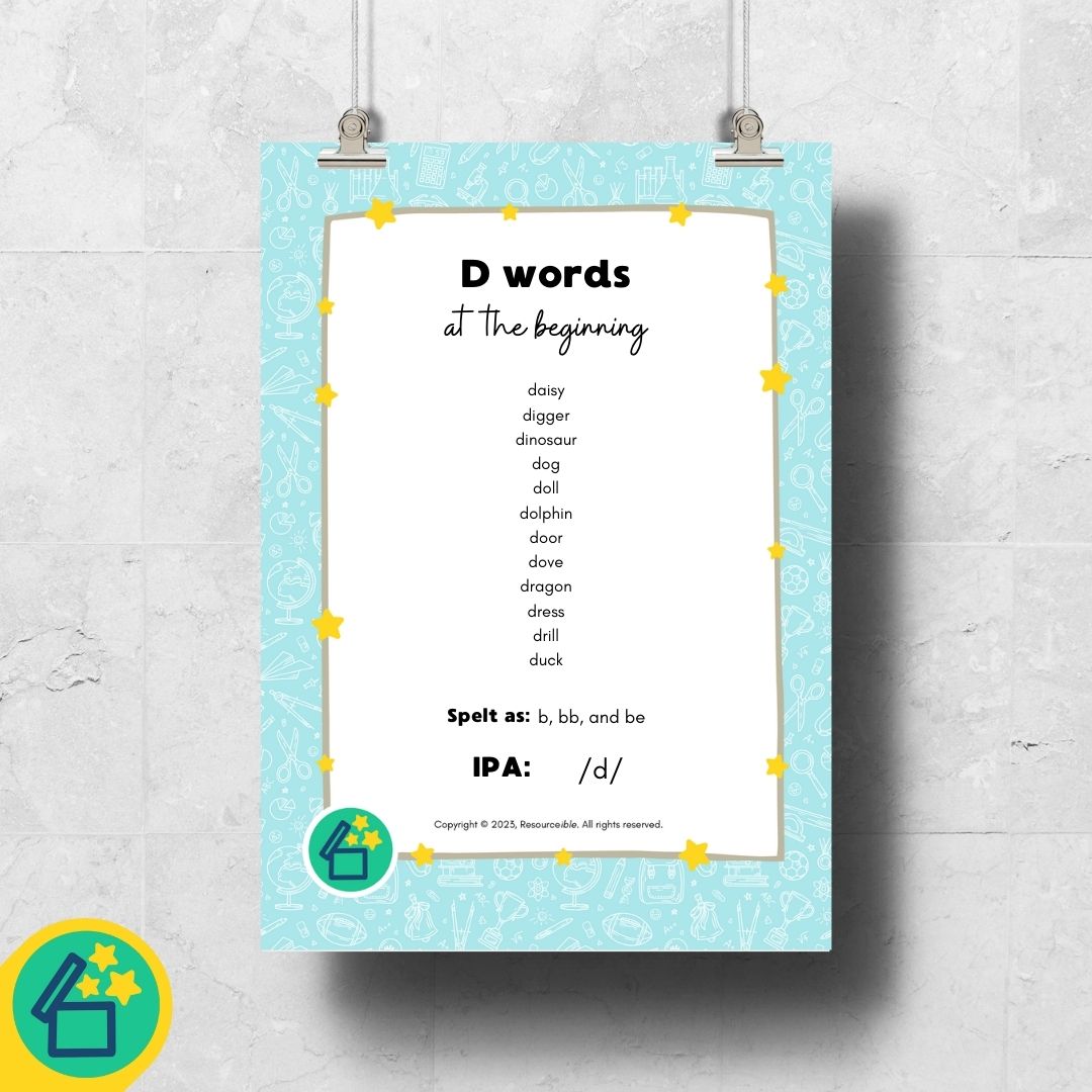 D Words | Words beginning with D | Speech Therapy Resources | pdf