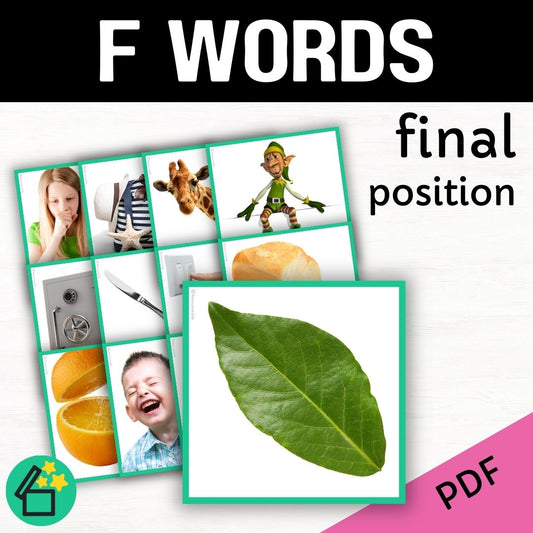 F word list for speech therapy and teachers by Resourceible. Eliciting the F sound at the end of words.