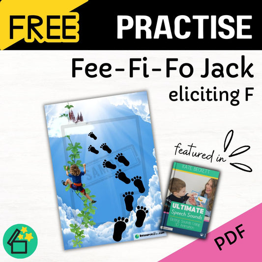 Fee Fi Fo Jack Ultimate Speech Sounds Eliciting Sounds Using 3D Animation Book by Kate Beckett.