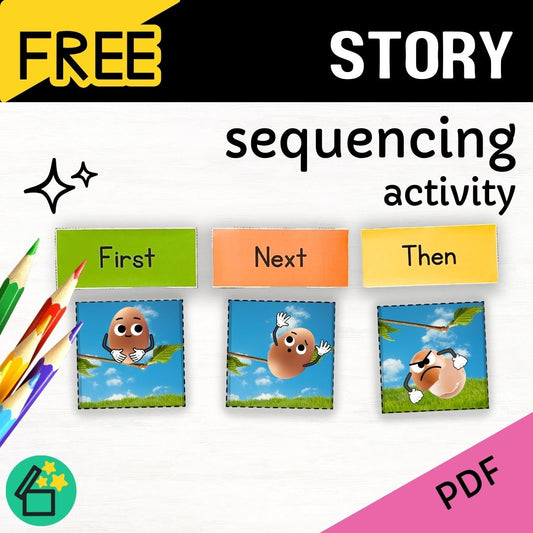 Quick free download story sequencing activity for speech therapy.