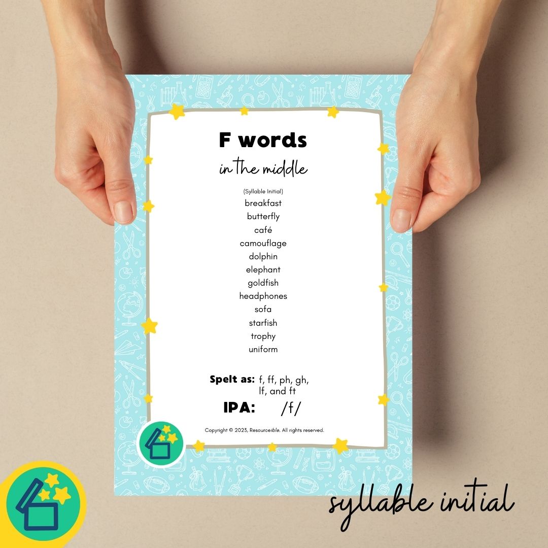 F Words | Words with F in the middle | Speech Therapy Resources | pdf