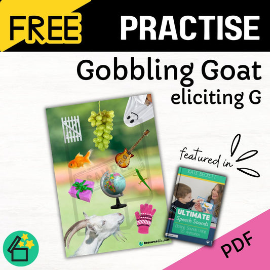 Gobbling Goat Ultimate Speech Sounds Eliciting Sounds Using 3D Animation Book by Kate Beckett.