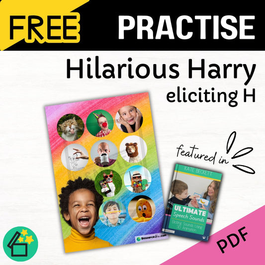 Hilarious Harry Ultimate Speech Sounds Eliciting Sounds Using 3D Animation Book by Kate Beckett.