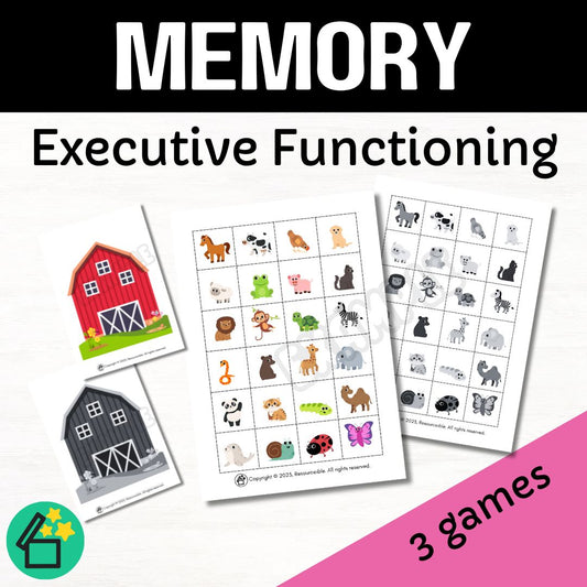 Animal memory game for speech therapy.