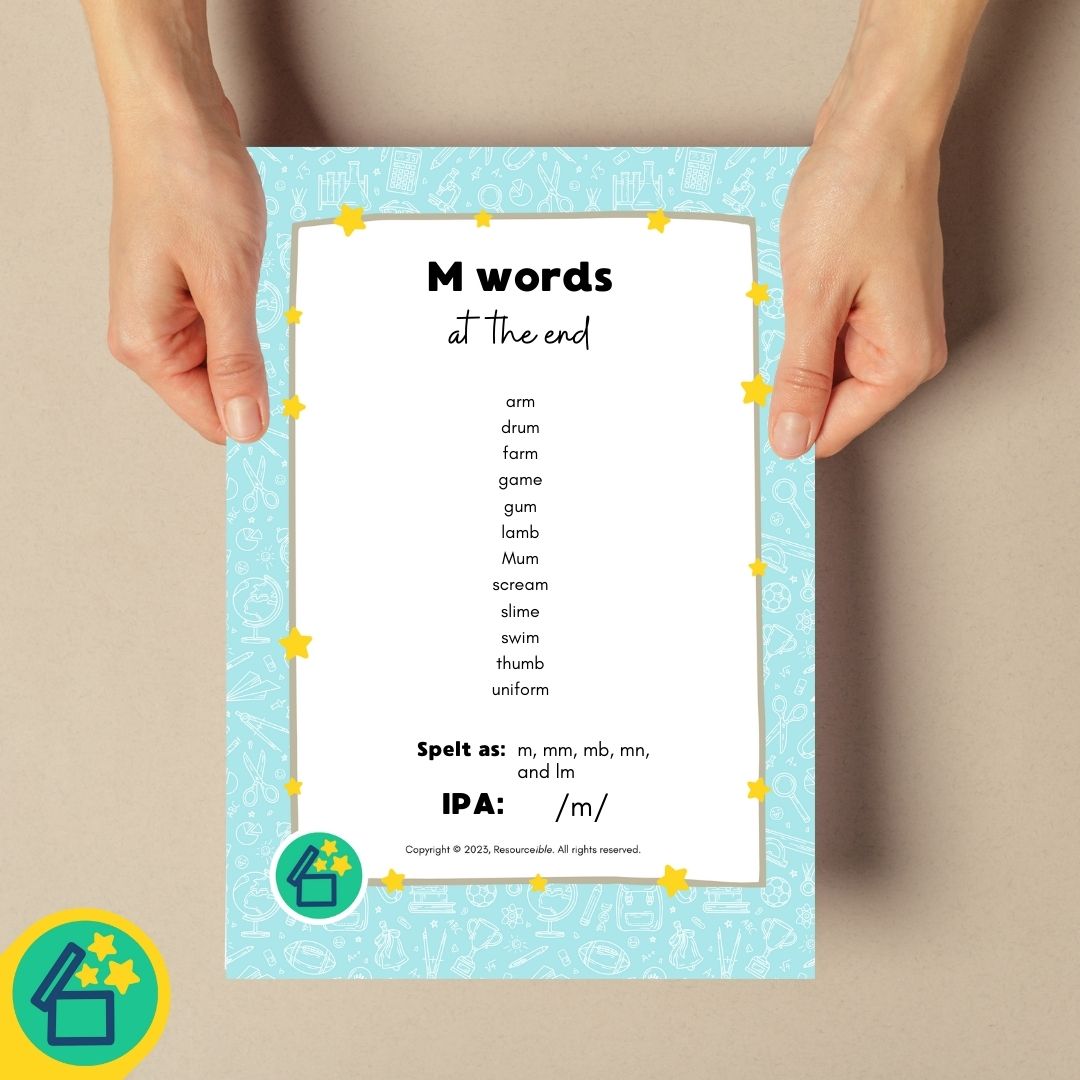 M Words | Words ending with M | Speech Therapy Resources | pdf