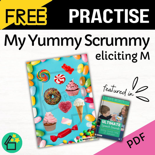 My Yummy Scrummy Ultimate Speech Sounds Eliciting Sounds Using 3D Animation Book by Kate Beckett.