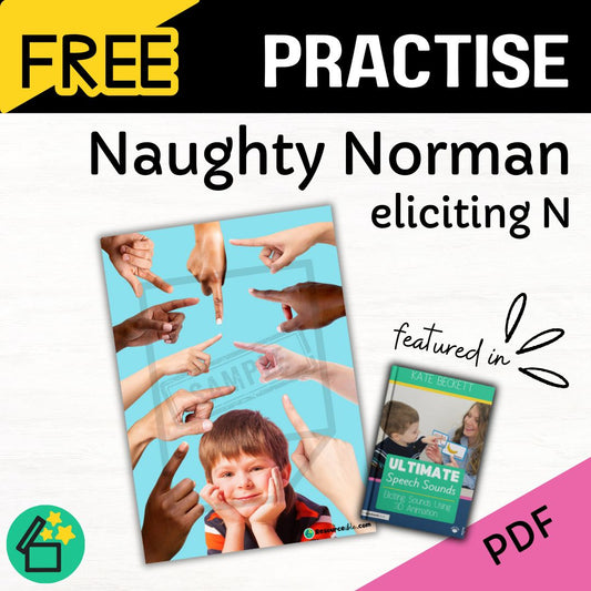 Naughty Norman Ultimate Speech Sounds Eliciting Sounds Using 3D Animation Book by Kate Beckett.