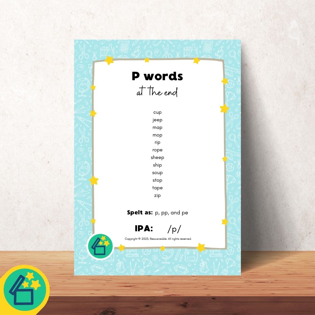 P Words | Words ending with P | Speech Therapy Resources | pdf ...