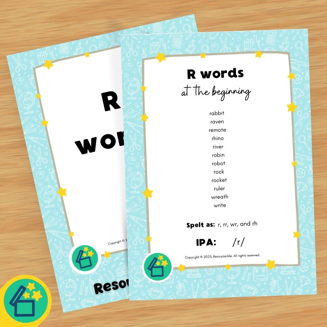 R Words | Words beginning with R | Speech Therapy Resources | pdf