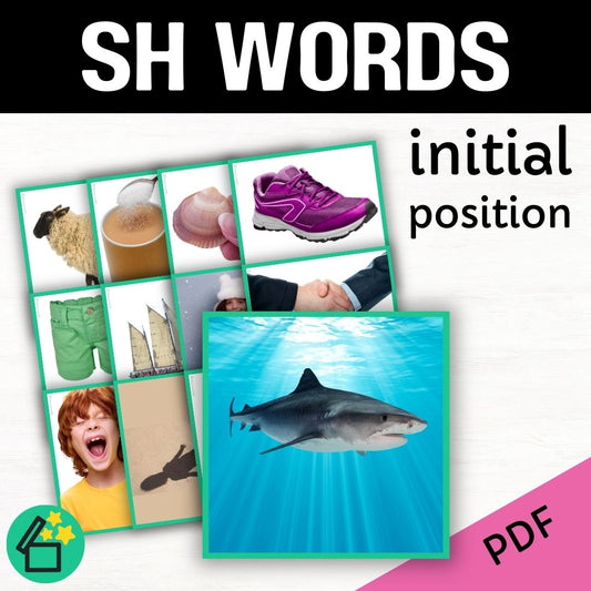 Eliciting sounds in speech therapy. Flash cards with SH at the beginning. Initial SH speech sound. SH phonic for teachers. Ultimate speech sounds book. DARA by Resourceible, Kate Beckett.