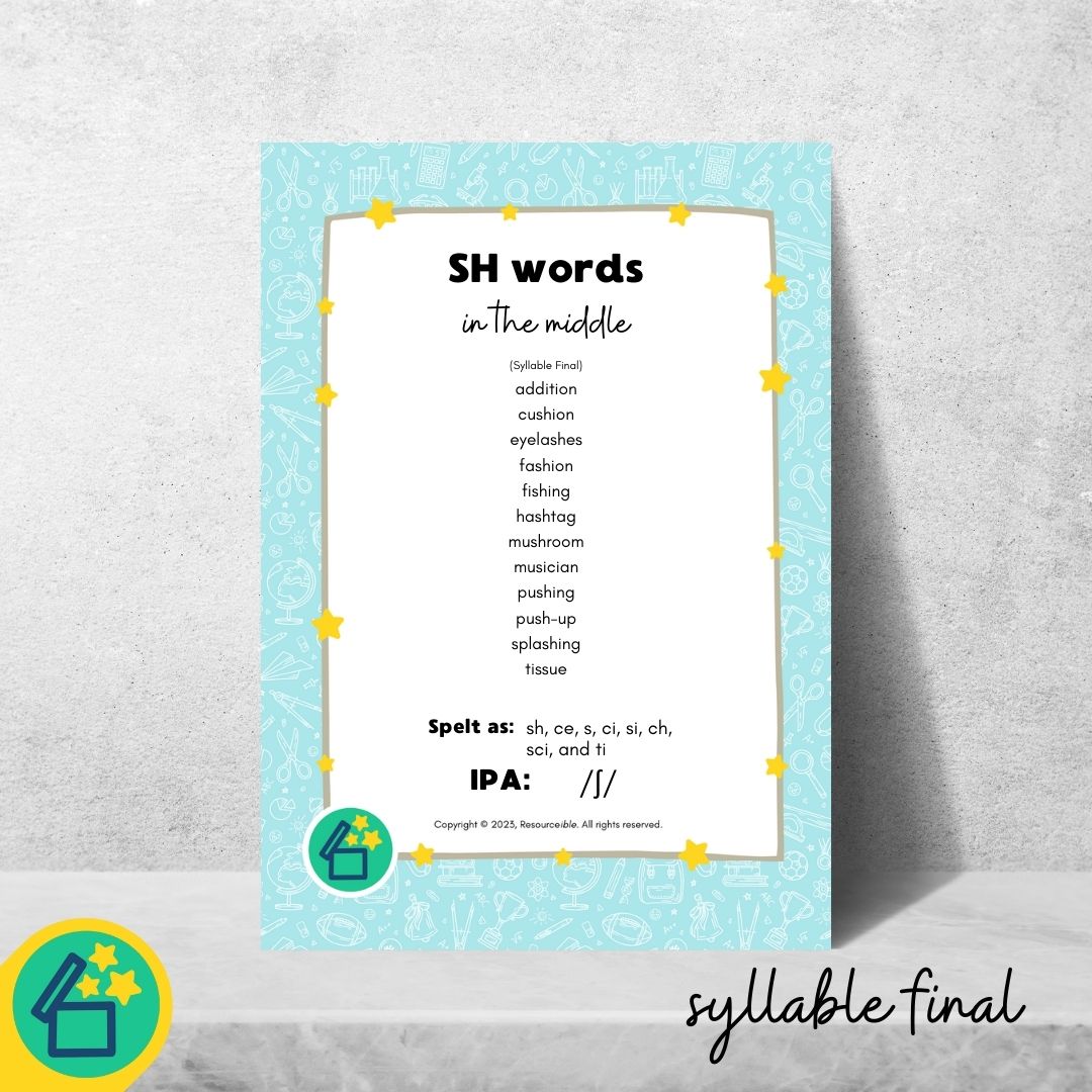 SH Words | Words with SH in the middle | Speech Therapy Resources | pdf