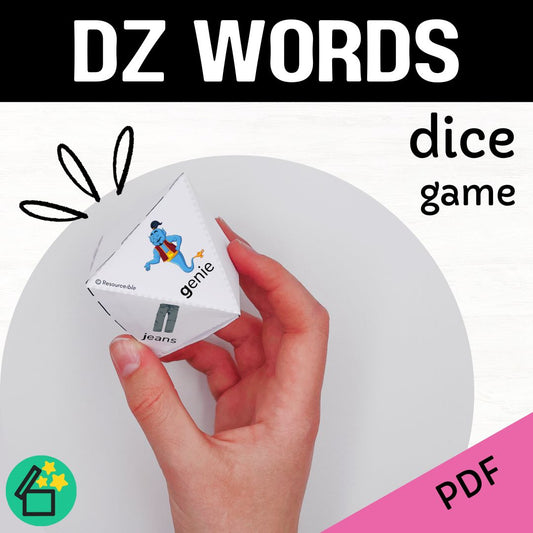 DZ sound speech therapy game. Classroom game for DZ words. DZ phonic activity for kids by Resourceible.