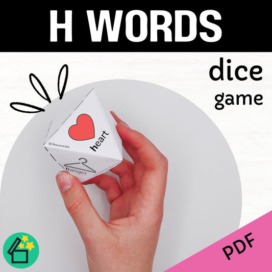 H sound speech therapy game. Classroom game for H words. H phonic activity for kids by Resourceible.