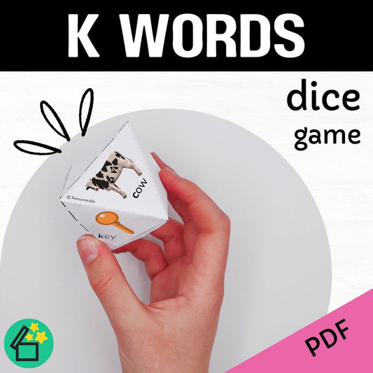 K sound speech therapy game. Classroom game for K words. K phonic activity for kids by Resourceible.