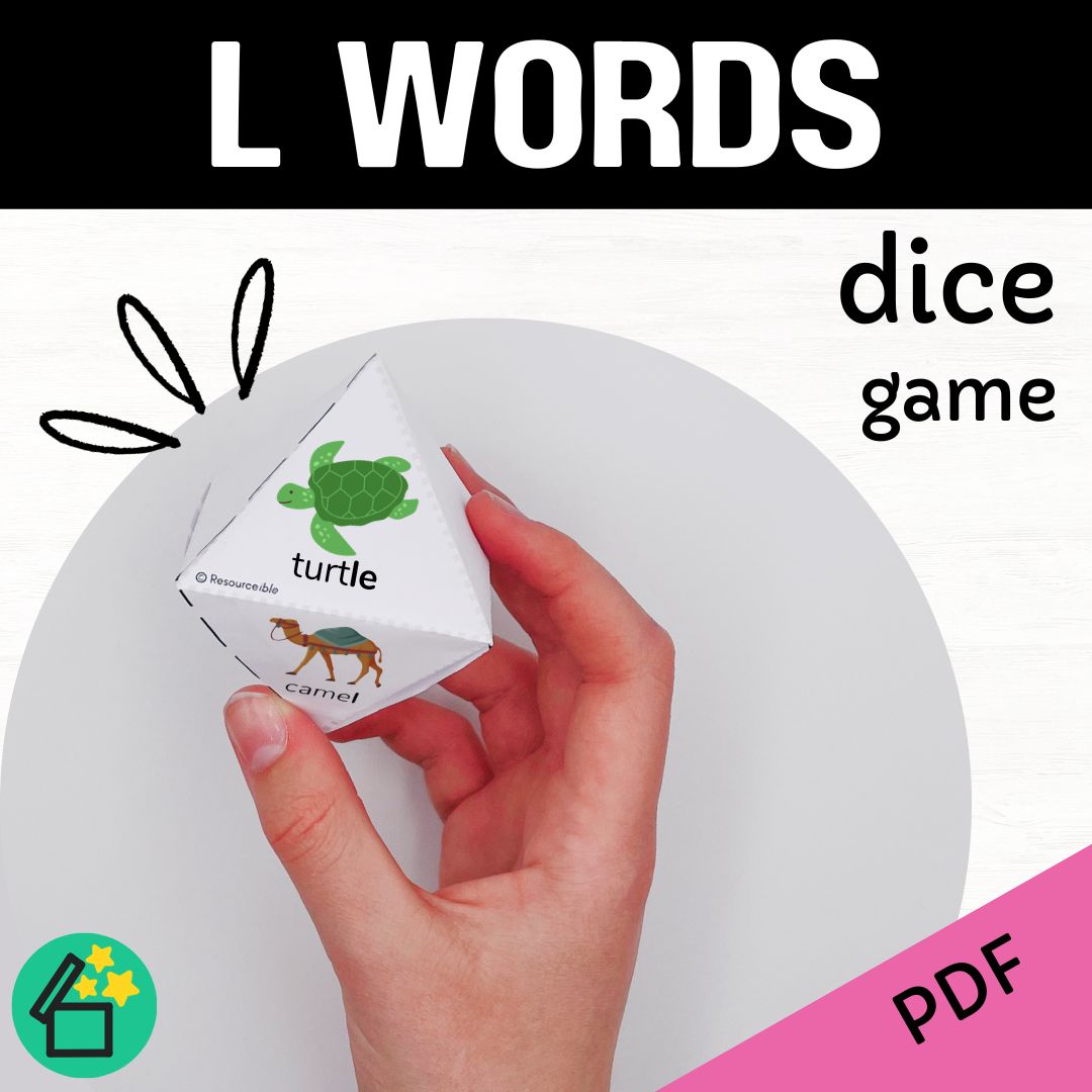 Dark L speech therapy game for words ending in L. L phonic activity for kids by Resourceible.