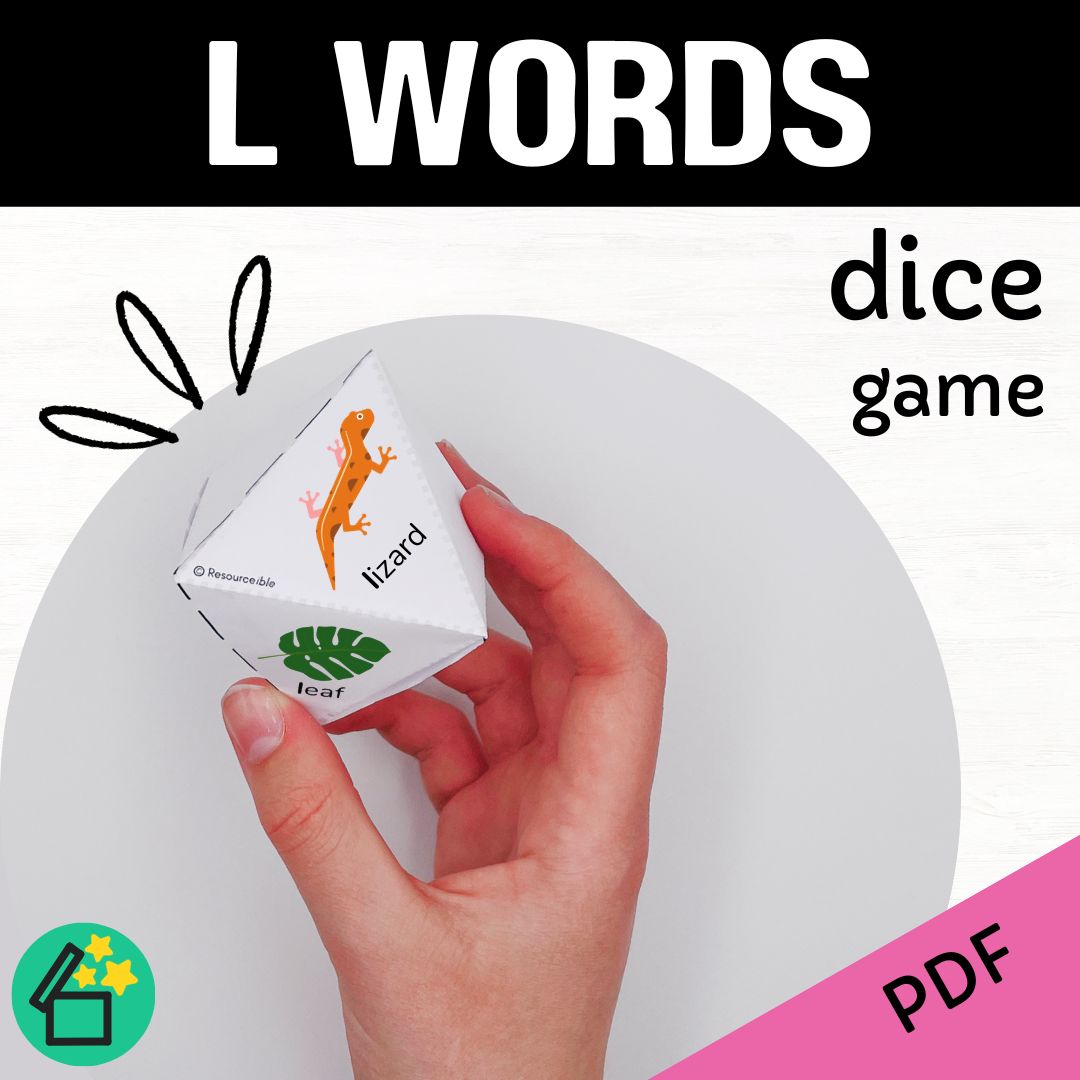 L sound speech therapy game. Classroom game for L words. L phonic activity for kids by Resourceible.