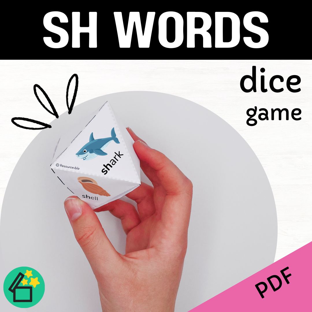 SH sound speech therapy game. Classroom game for SH words. SH phonic activity for kids by Resourceible.