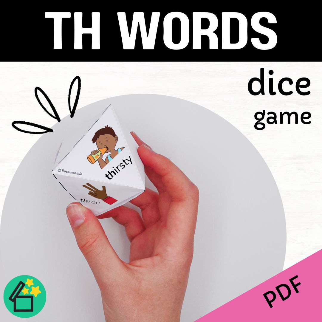 Voiceless TH sound speech therapy game. Classroom game for TH words. TH phonic activity for kids by Resourceible.