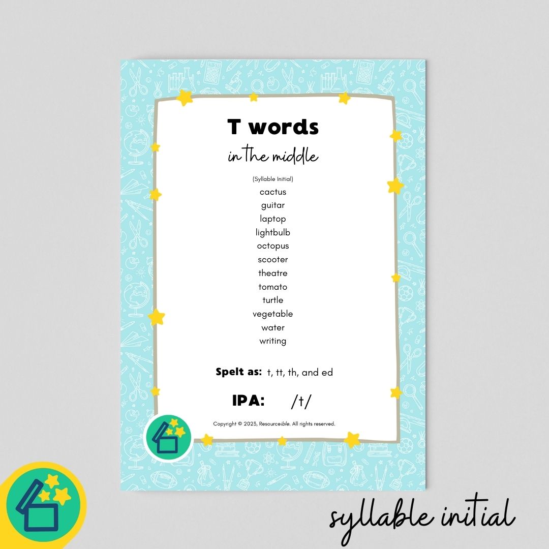 T Words | Words with T in the middle | Speech Therapy Resources | pdf