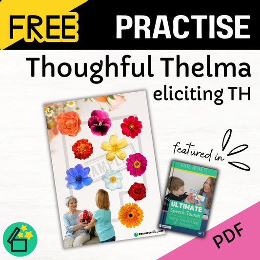 Thoughtful Thelma Ultimate Speech Sounds Eliciting Sounds Using 3D Animation Book by Kate Beckett.