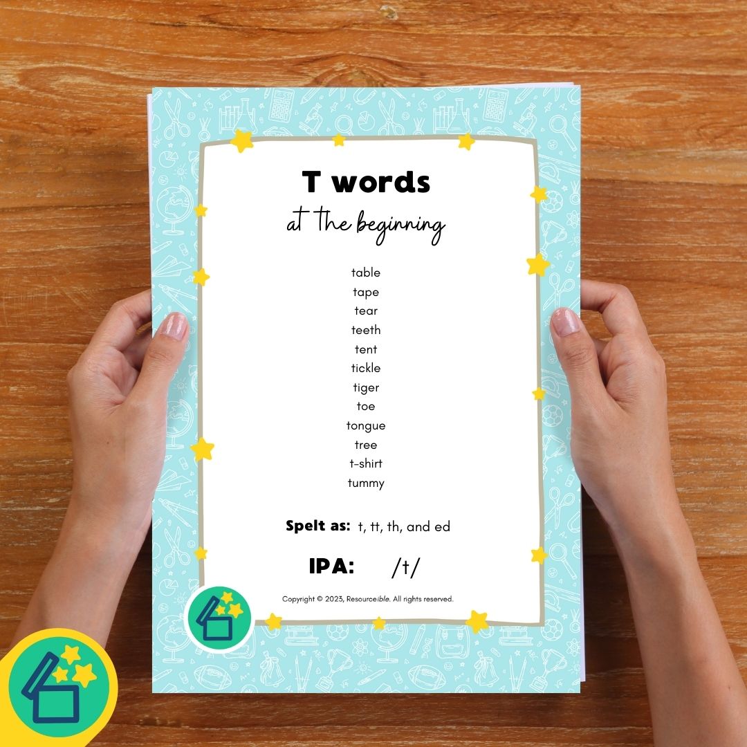 T Words | Words beginning with T | Speech Therapy Resources | pdf