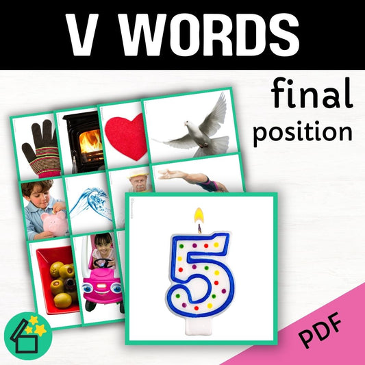 V word list for speech therapy and teachers by Resourceible. Eliciting the V sound at the end of words.