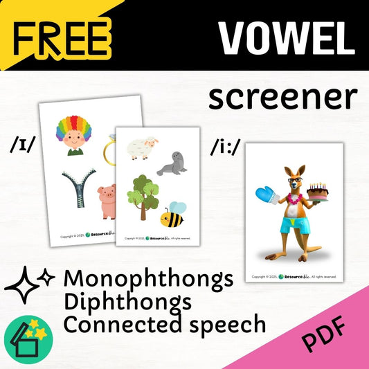 Free PDF | Vowel Screener | SLP Vowel Screening for Speech Therapy