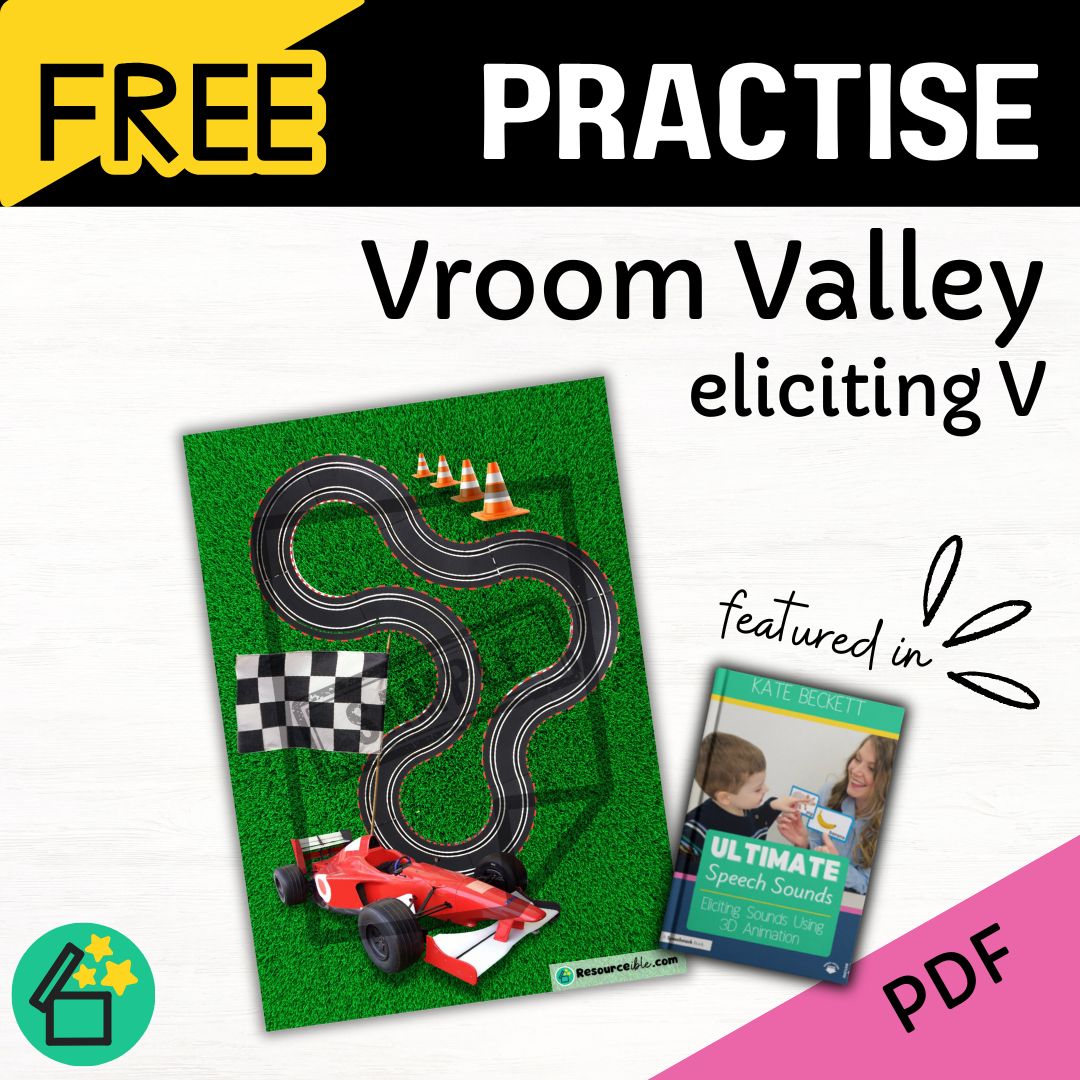 Vroom Valley Ultimate Speech Sounds Eliciting Sounds Using 3D Animation Book by Kate Beckett.