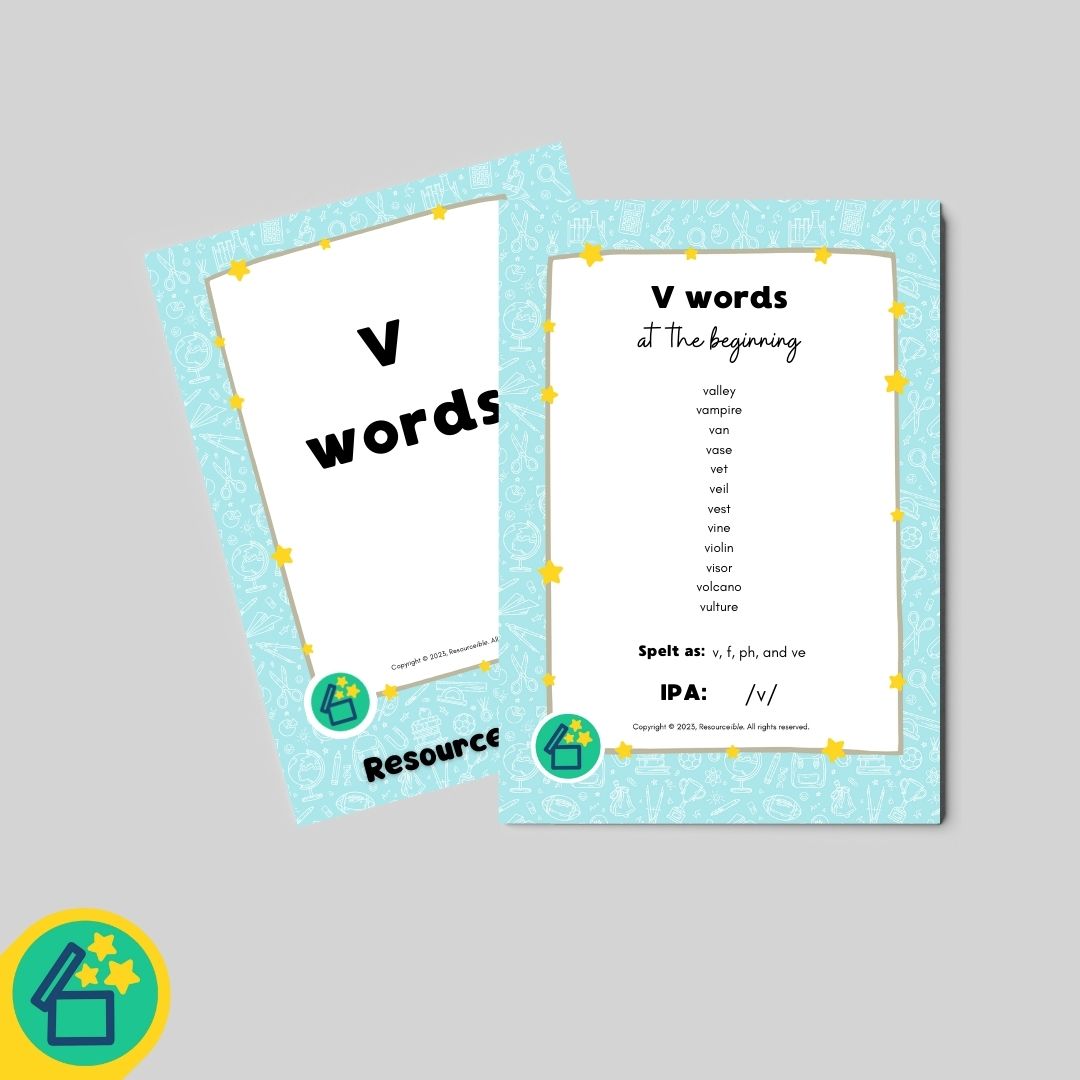 V Words | Words beginning with V | Speech Therapy Resources | pdf