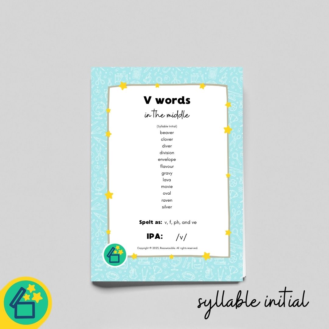 V Words | Words with V in the middle | Speech Therapy Resources | pdf
