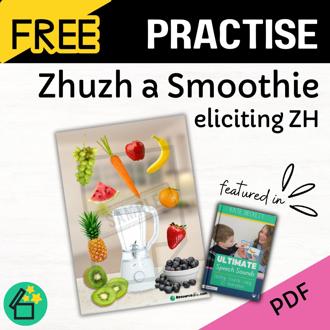 Zhuzh a Smoothie Ultimate Speech Sounds Eliciting Sounds Using 3D Animation Book by Kate Beckett.
