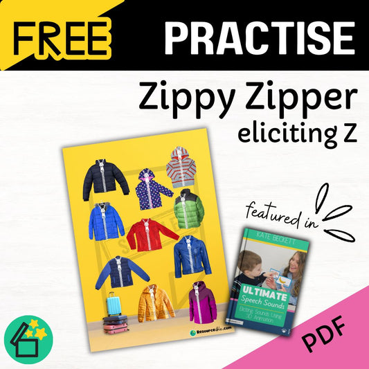 Zippy Zipper Ultimate Speech Sounds Eliciting Sounds Using 3D Animation Book by Kate Beckett.